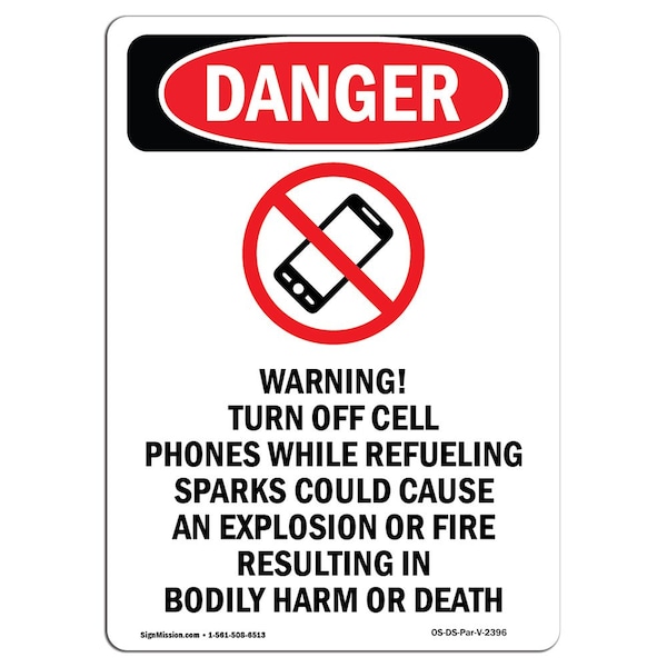 Safety Sign, OSHA Danger, 5" Height, Warning! Turn Off, Portrait, 10PK